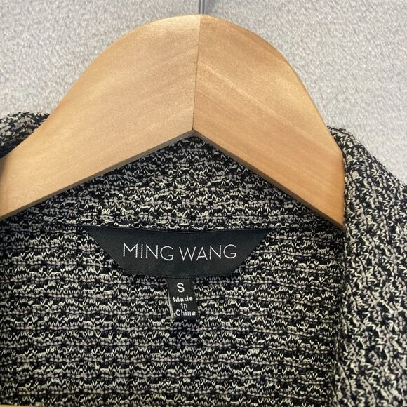 Ming Wang Knit Cardigan Tunic Womens Small S Business Blazer Black Long Mature - Picture 9 of 14